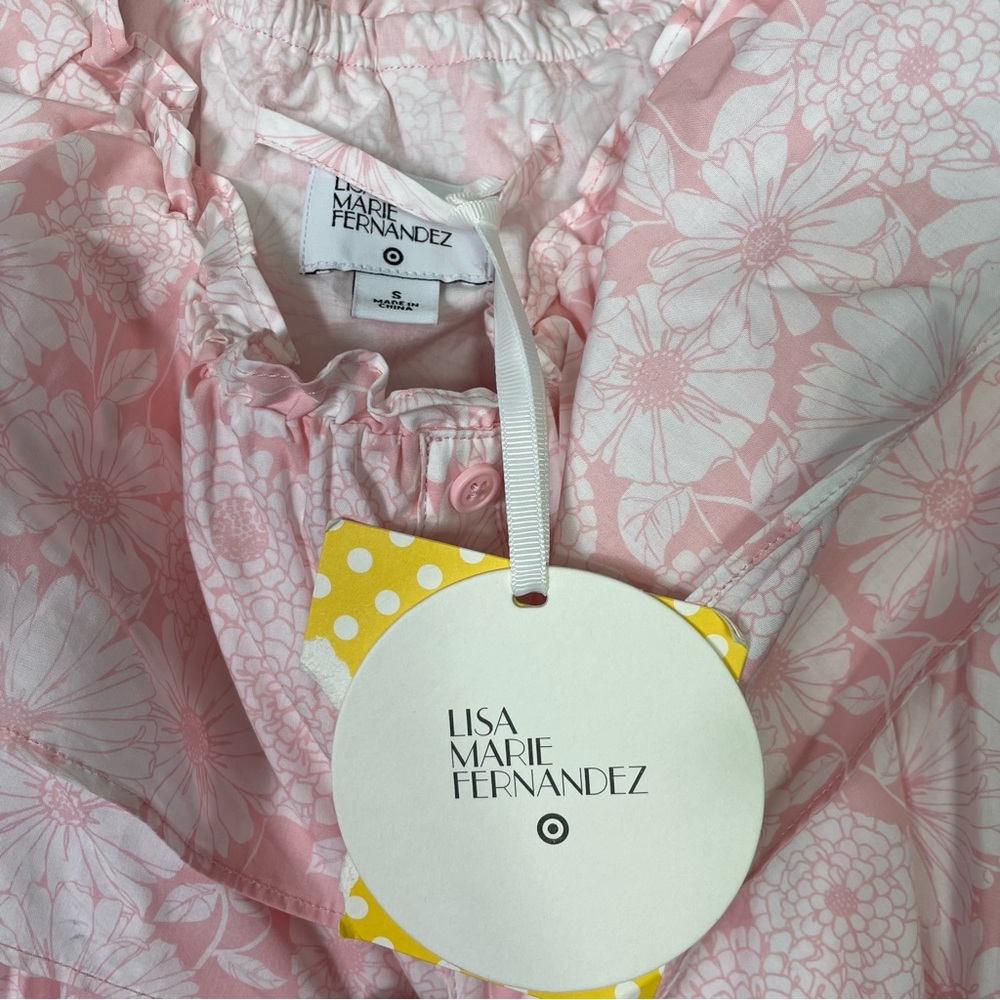 NWT Lisa Marie Fernandez Target Floral Print Off the Shoulder Pink Dress Size S - Picture 6 of 6